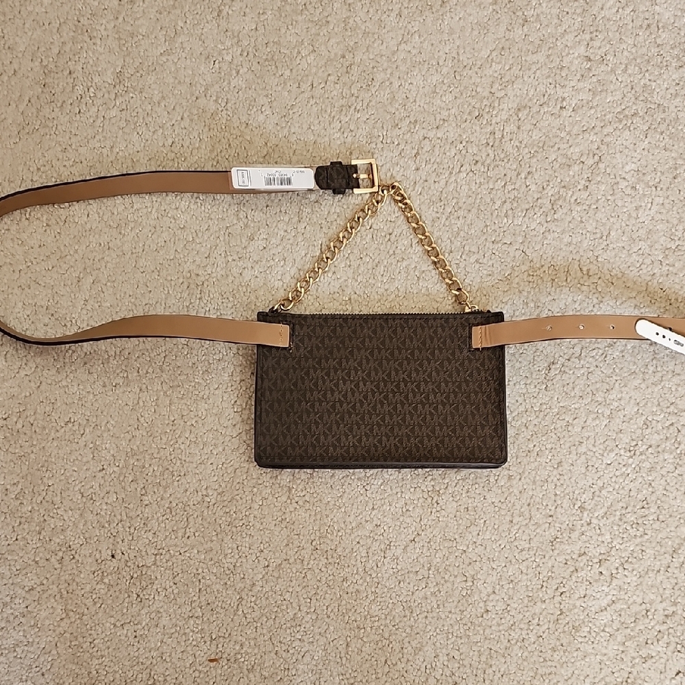 Michael Kors Dark Brown Clutch with Gold Chain - Picture 3 of 5